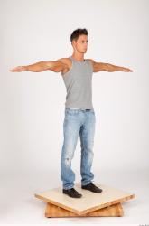 Whole Body Man T poses Casual Athletic Studio photo references